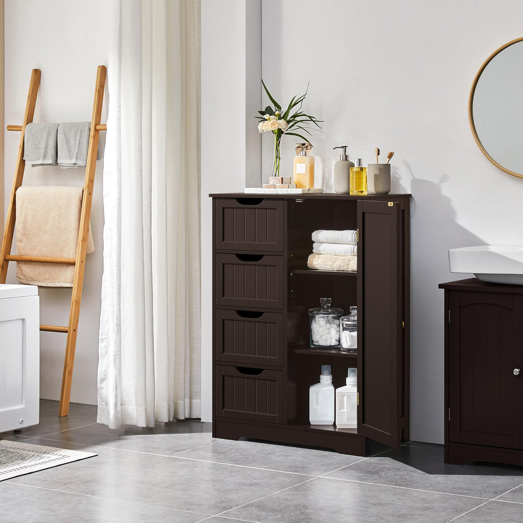 Espresso 4 Drawer Bathroom Storage Cabinet V88936