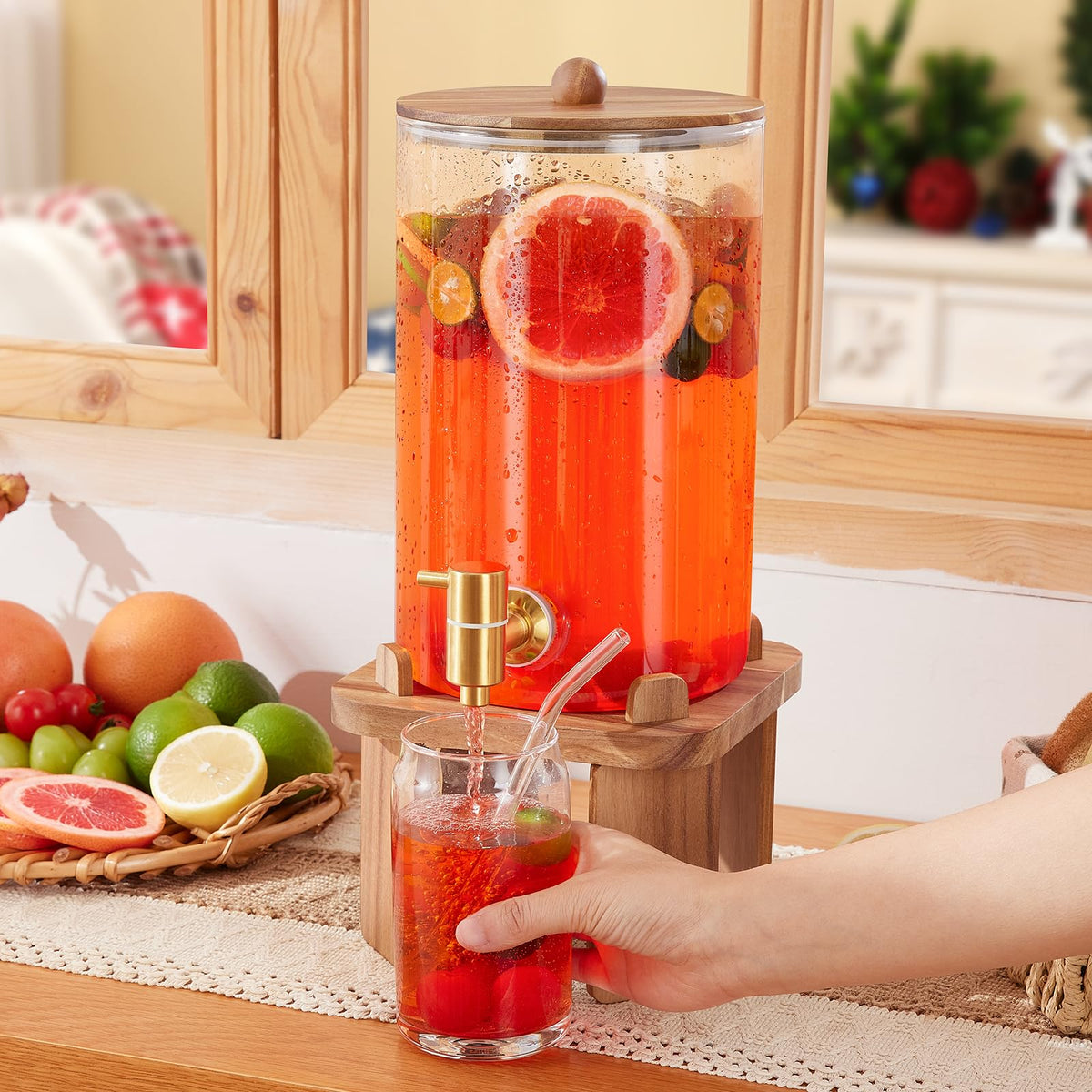 Glass Drink Dispenser with Stand P127378