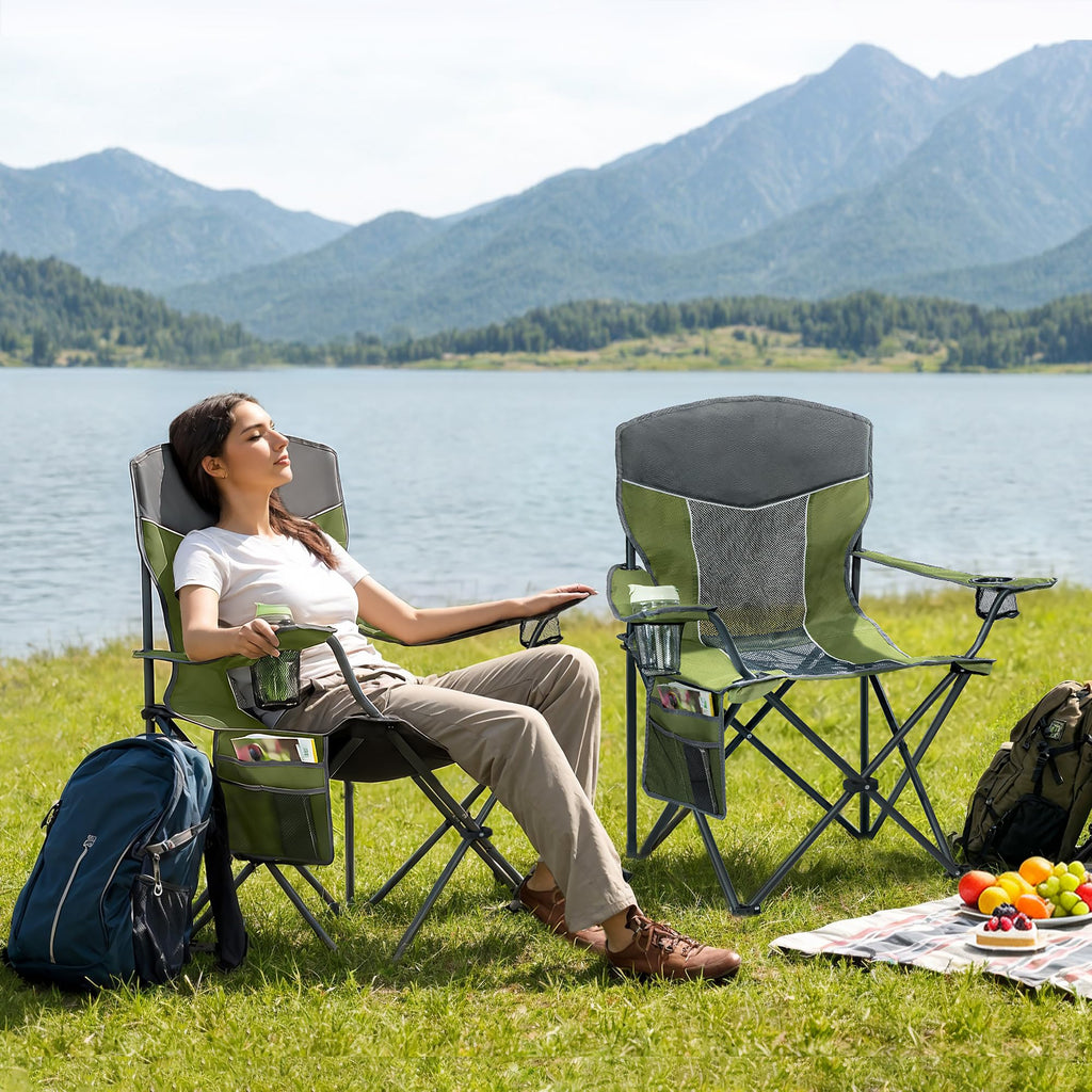 Oversized XL Camping Chair 2-Pack with Mesh Back, Green R35733