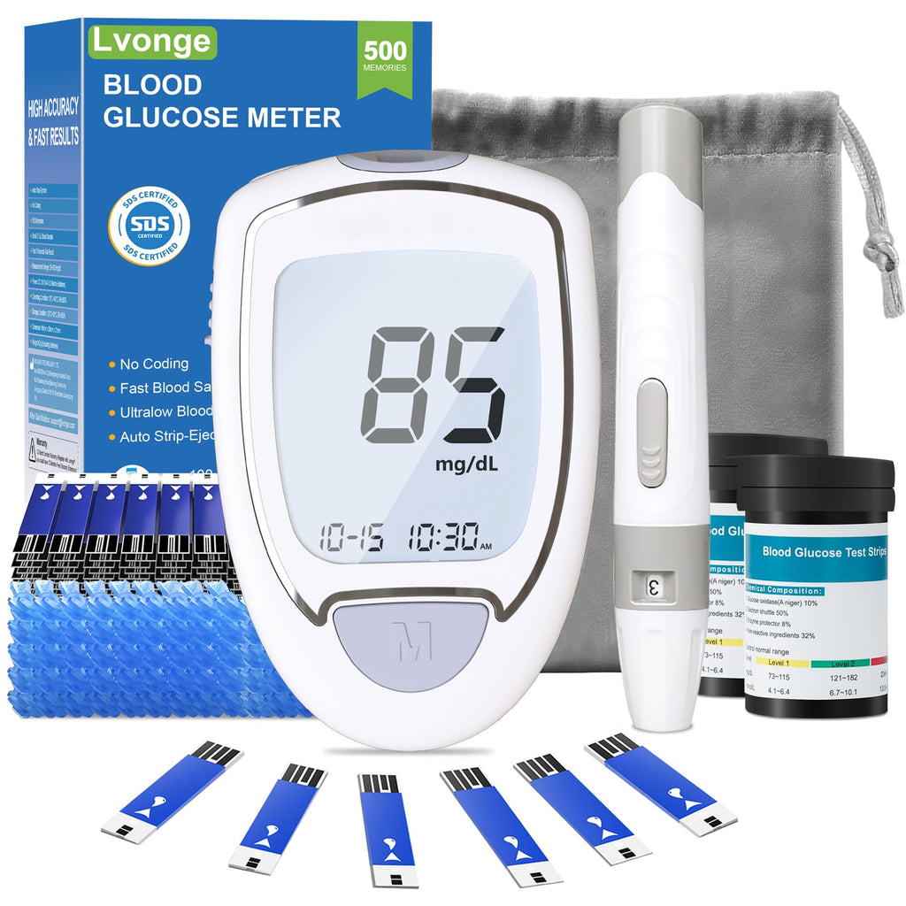 Blood Sugar Testing Kit with 100 Strips & 100 Lancets J46614