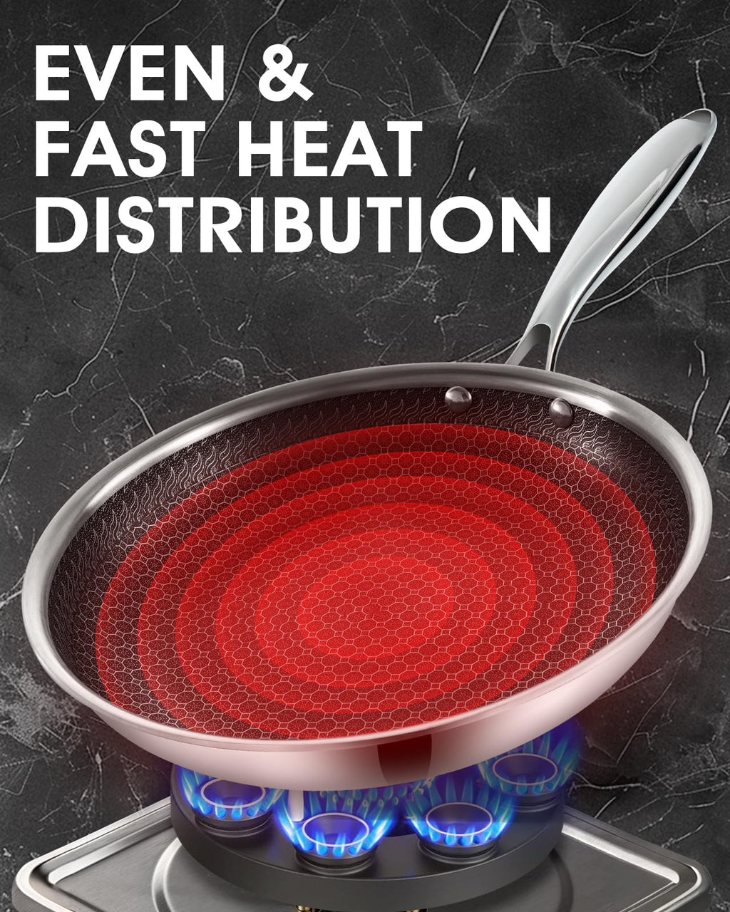 Nonstick Stainless Steel Frying Pans with Lid F115409