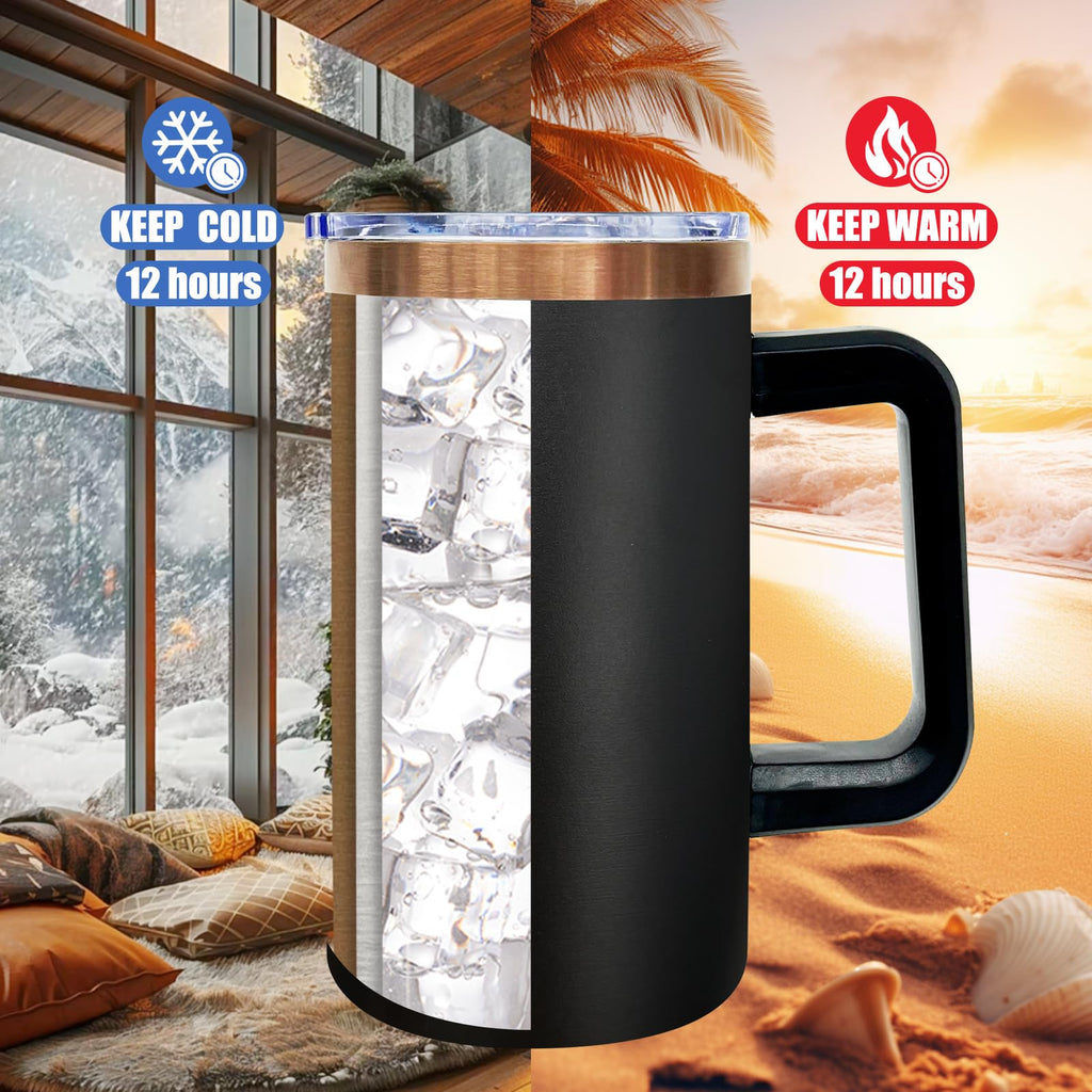 22oz Insulated Coffee Mug with Handle and Lid Black U5421
