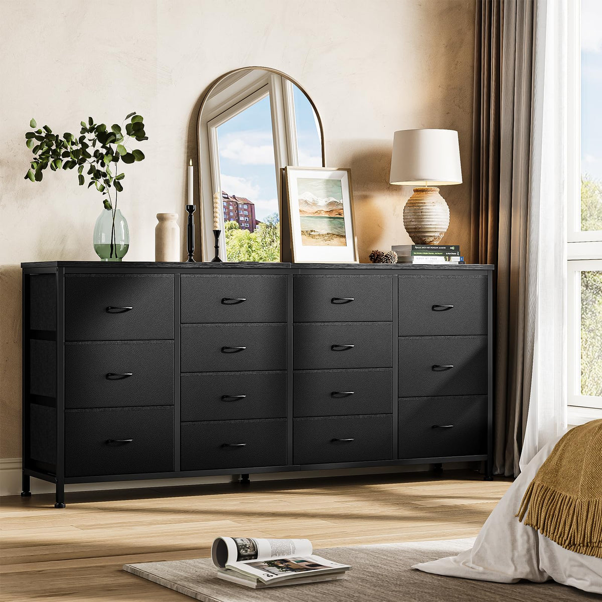 Black 14 Drawer Dresser TV Stand M84401