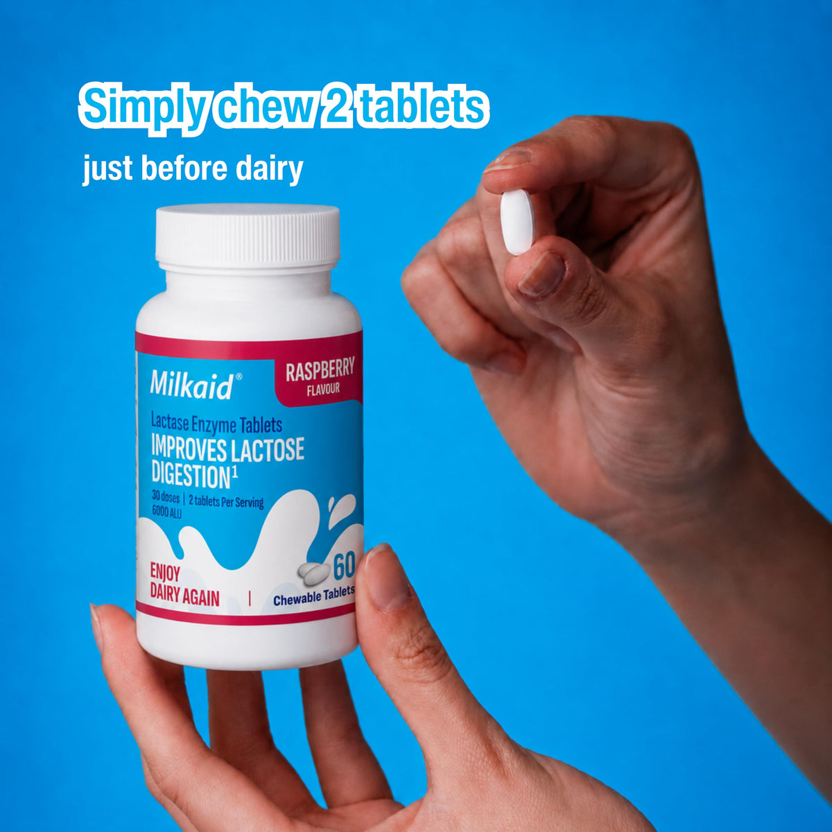 Chewable Lactase Enzyme Tablets 60 Tablets Raspberry L341784