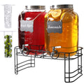 2 Gallon Glass Drink Dispensers with Stand, 2 Pack X1883