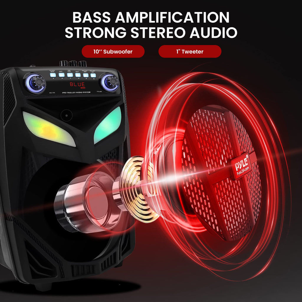 Portable Bluetooth PA Speaker System 600W 10” with 2 Wireless Microphones B82184