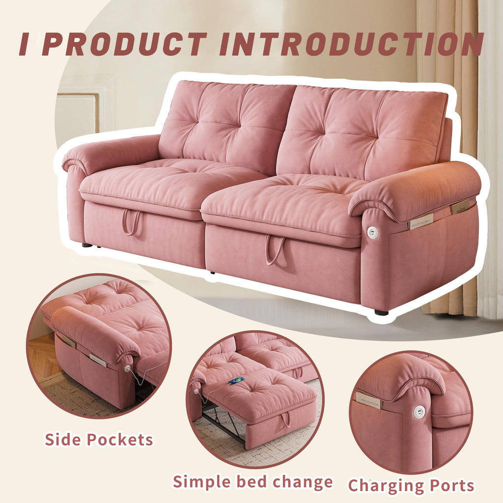 Queen Size Pink Sofa Bed with Pull Out Bed F1310