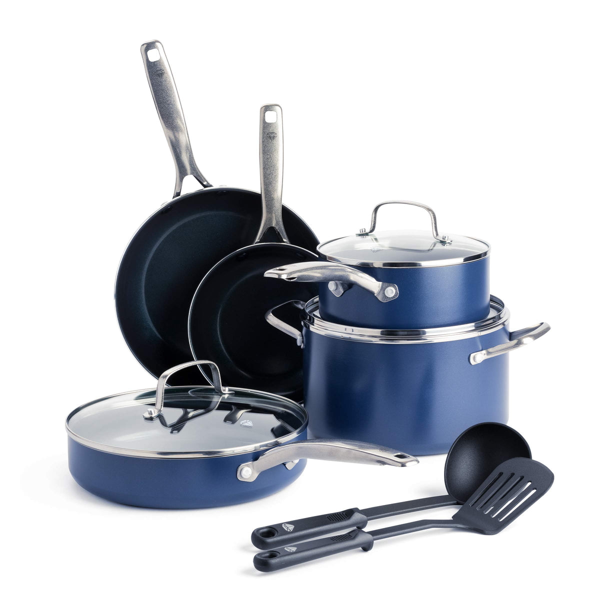 Blue 10 Piece Ceramic Nonstick Cookware Set O201118
