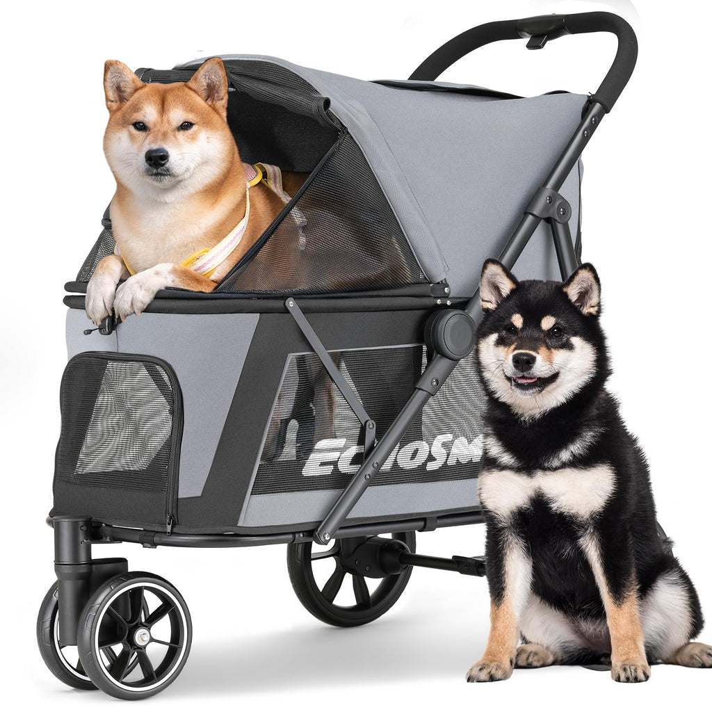 Foldable 3 Wheels Gray Dog Stroller P167
