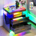 Black Smart Nightstand with Wireless Charging Station Y4285