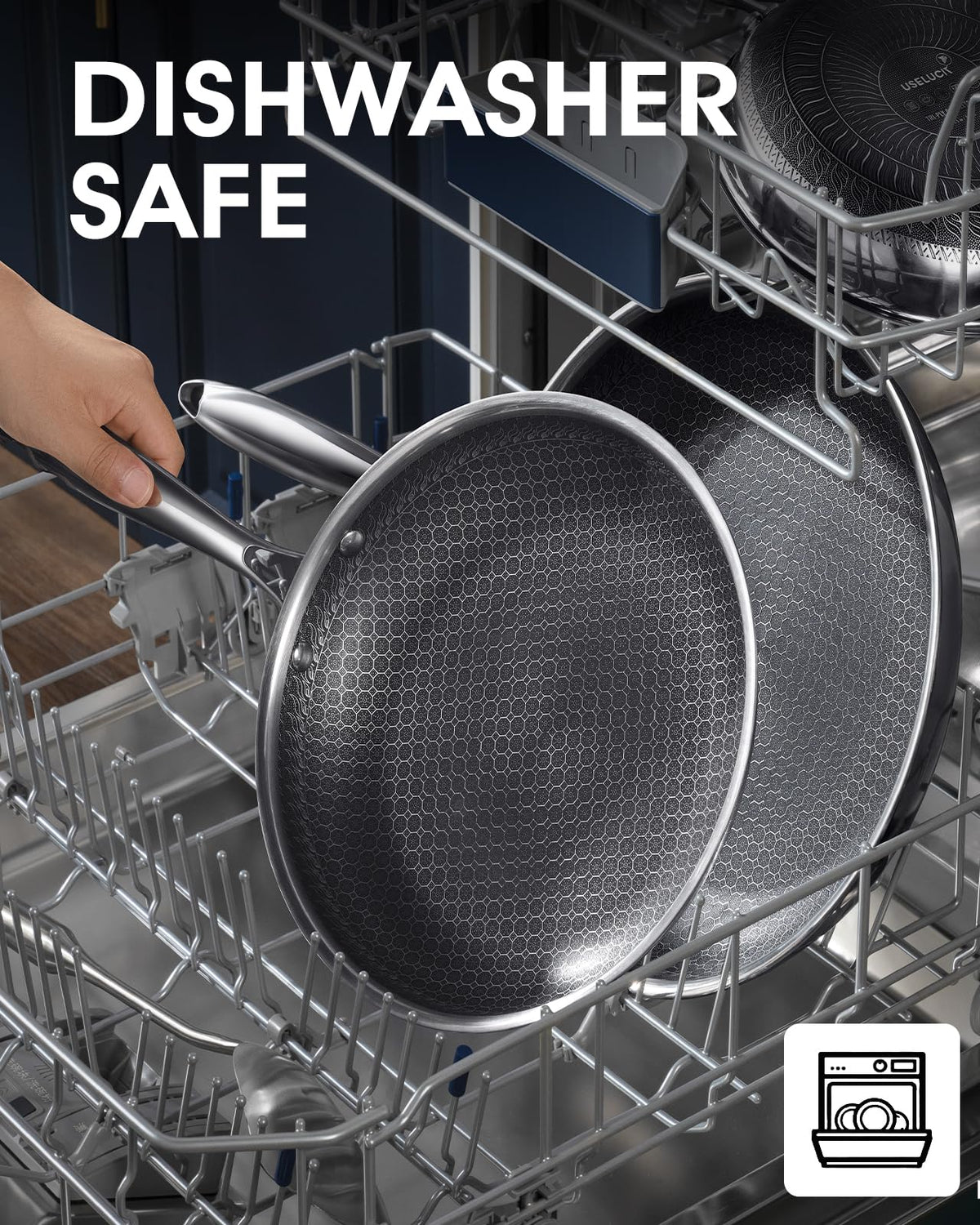 Nonstick Stainless Steel Frying Pans with Lid F115409