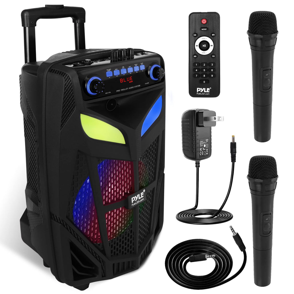 Portable Bluetooth PA Speaker System 600W 10” with 2 Wireless Microphones B82184