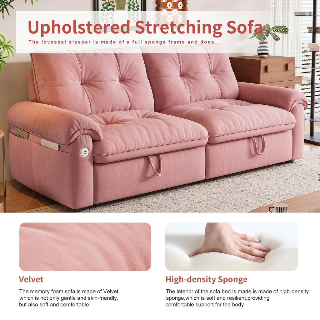 Queen Size Pink Sofa Bed with Pull Out Bed F1310