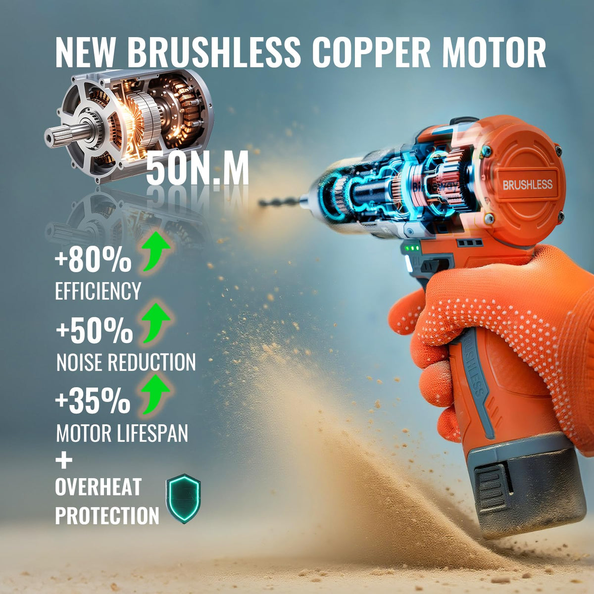 16.8V Brushless Cordless Drill Set with 2 Batteries W63967