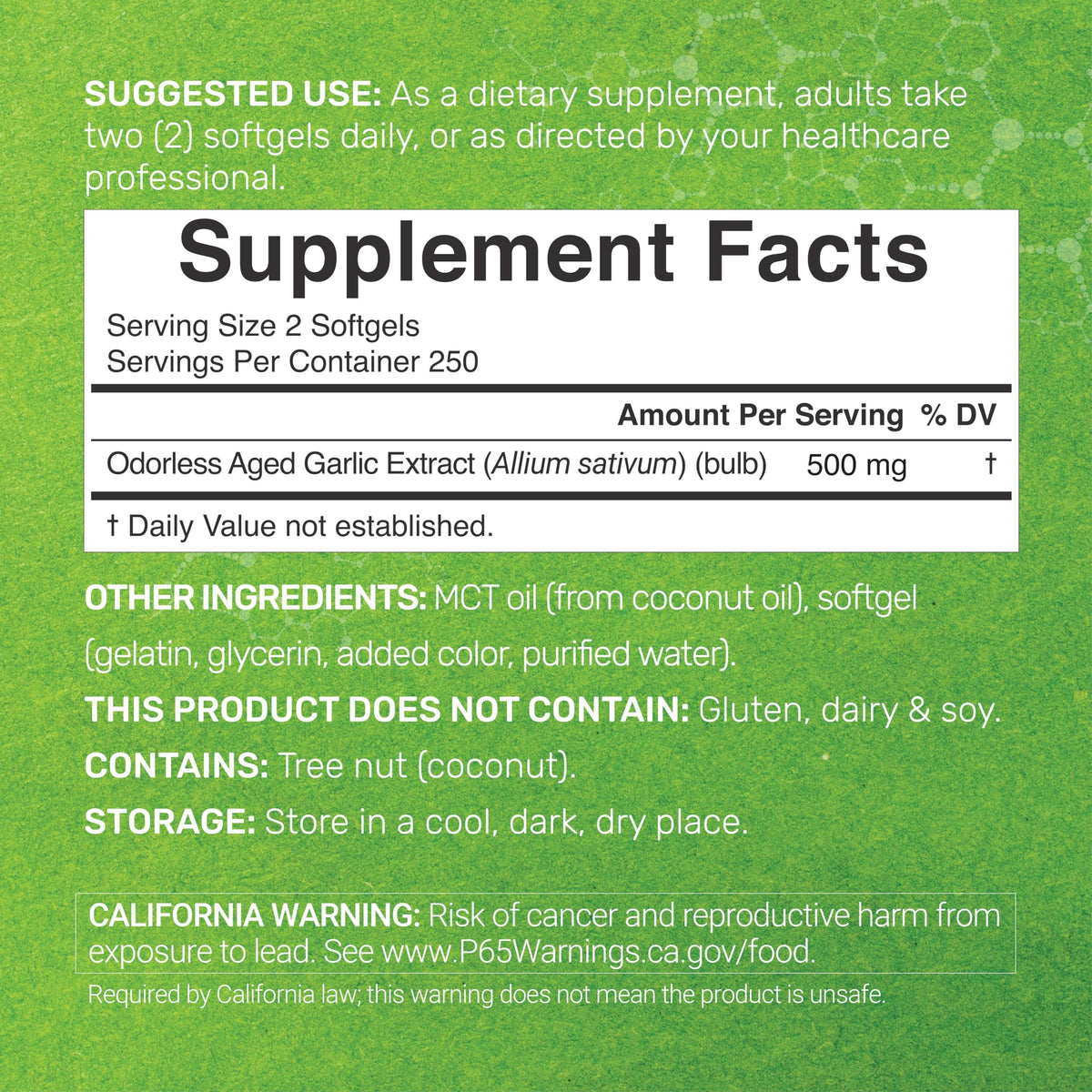 Aged Garlic Extract 500 Softgels N602096