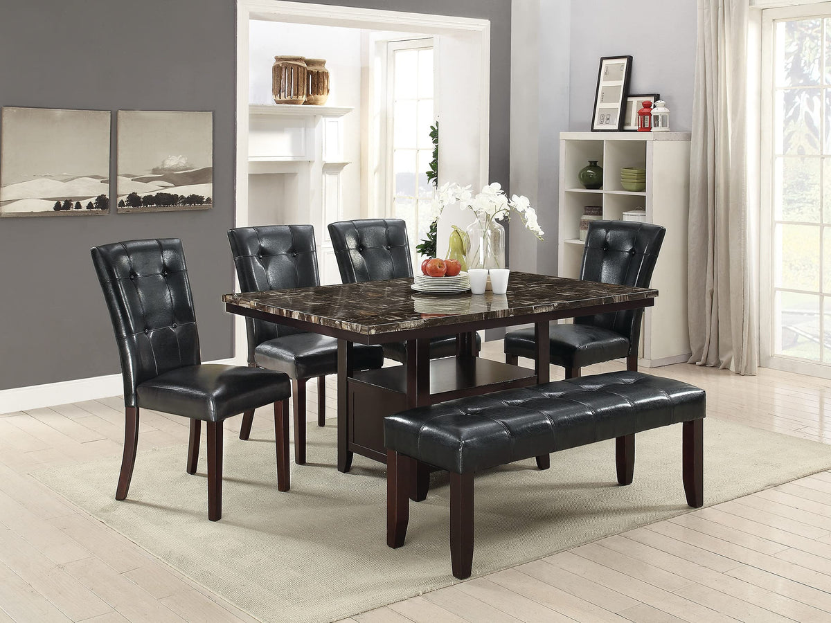 Black Faux Leather Tufting Parson Chairs Set of 2 I225