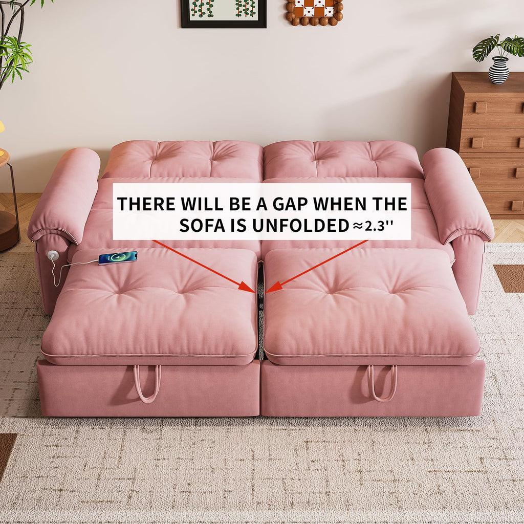 Queen Size Pink Sofa Bed with Pull Out Bed F1310