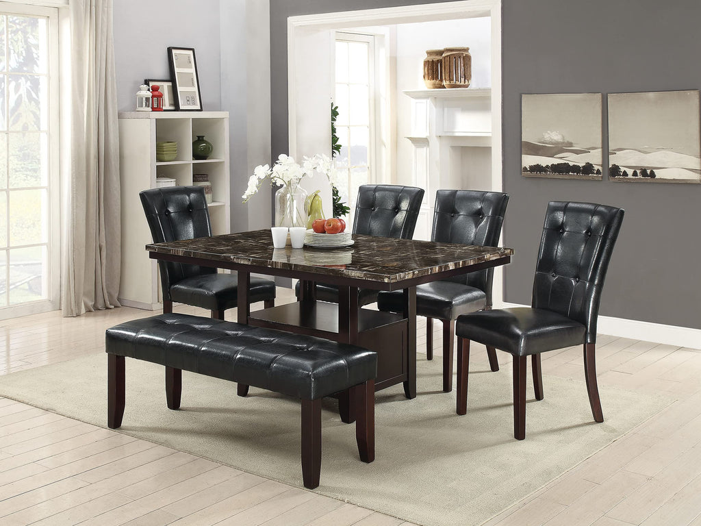 Black Faux Leather Tufting Parson Chairs Set of 2 I225