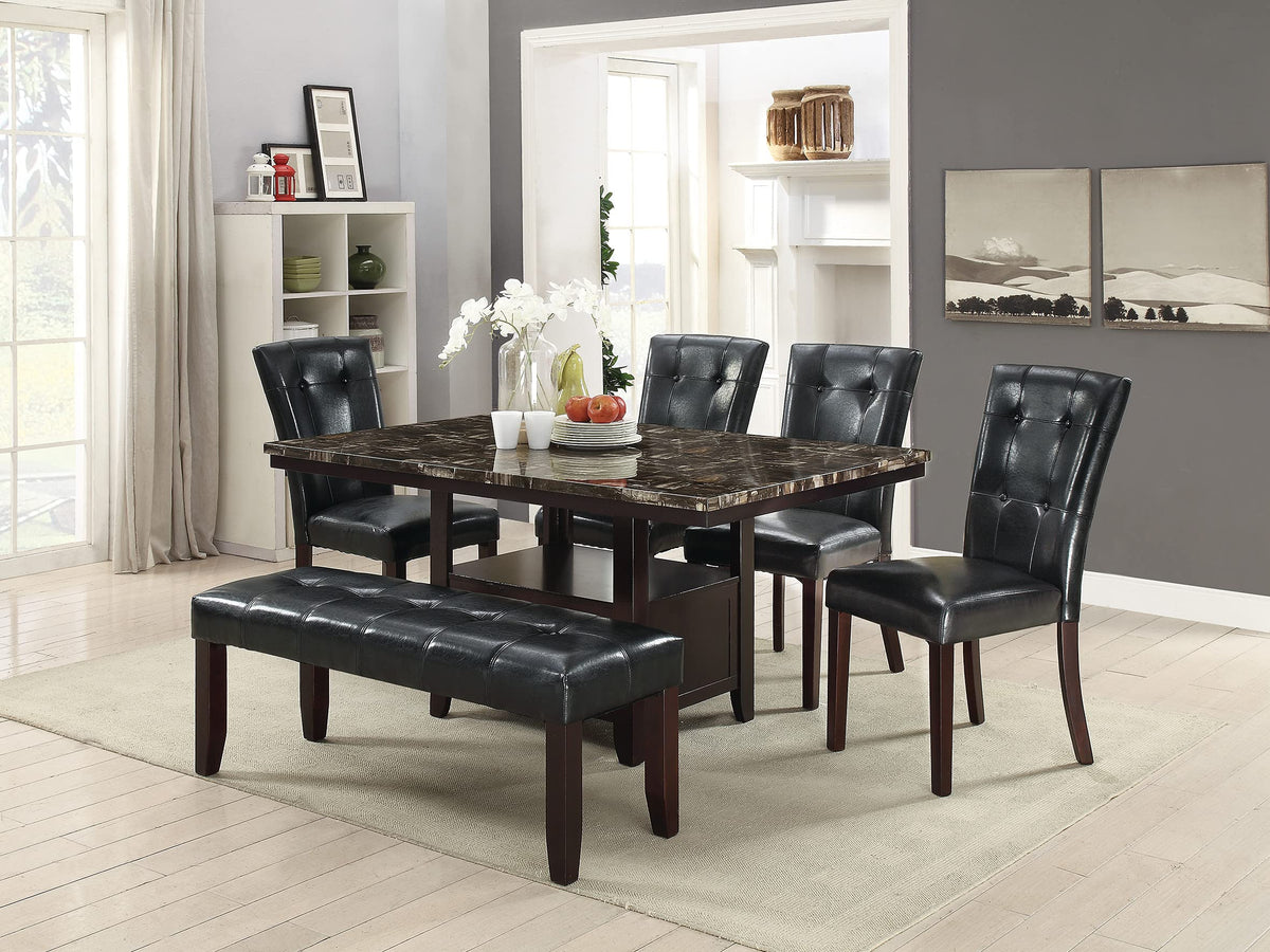Black Faux Leather Tufting Parson Chairs Set of 2 I225