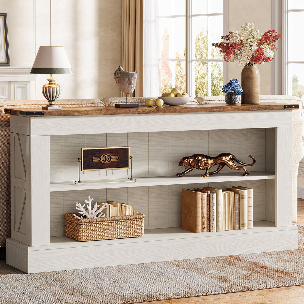 63" 3-Tier Console Table with Storage Shelves K18600