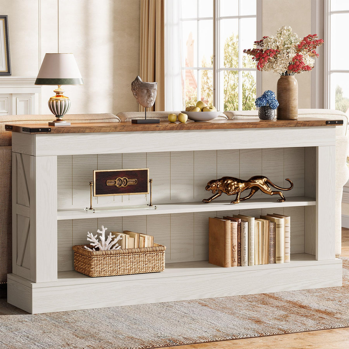 63" 3-Tier Console Table with Storage Shelves K18600